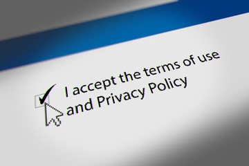 Mouse Cursor Clicking "I accept the terms of use  and Privacy Policy" Checkbox,  Terms and Conditions Agreement