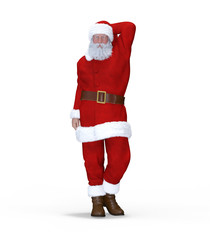 Santa Claus Isolated on White 3D Rendering