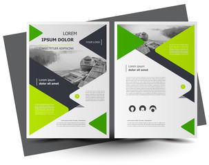 Flyer brochure design template cover green color