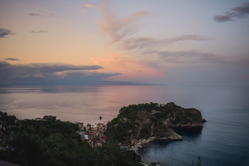 Sunset with a view in Taormina, Sicily, Italy