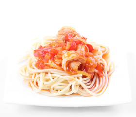 Spaghetti shrimp with tomato sauce