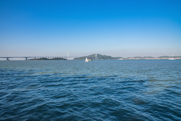 Prospect of Humen Bridge above the Pearl River Estuary, Guangdong, China