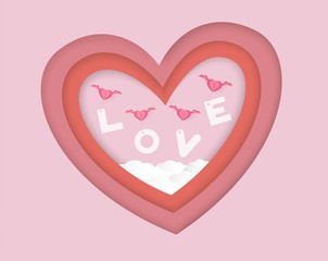 Valentines day vector background with pink heart shape