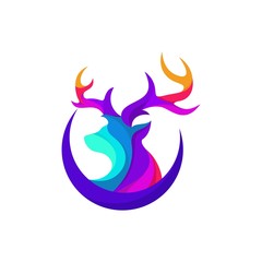 Awesome Colorful Deer Logo Design Stock Vector