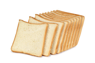 white toast bread white background.Entire image in sharpness.