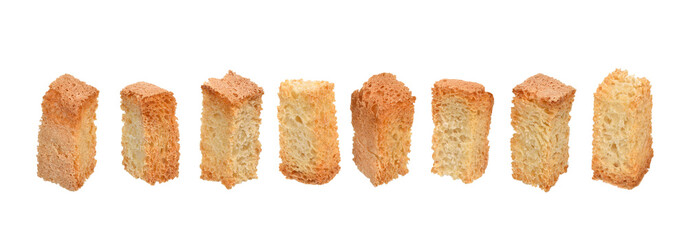 roasted dry bread slices, isolated.Entire image in sharpness.