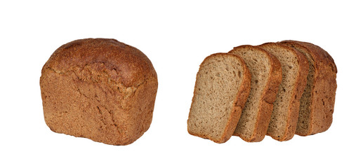 black bread loaf isolate on white.Entire image in sharpness.