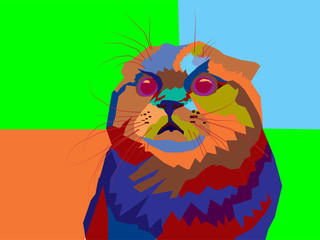 illustration of colorful cats, WPAP , acrylic illustration