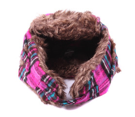 Winter wool hat isolated on white