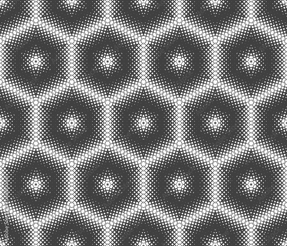 Poster abstract seamless pattern of geometric shapes. stars in a hexagonal grid.