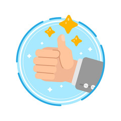 Showing thumbs up, success