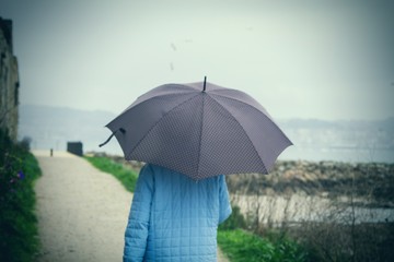 woman with umbrella in the rain