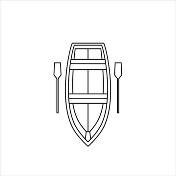 Wooden boat icon. Flat illustration