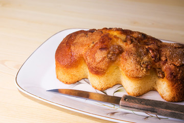 sweet apple and nuts on plate