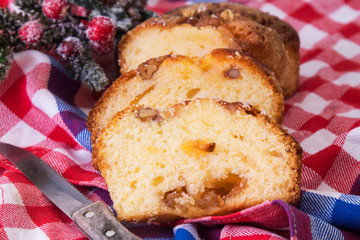 Christmas nut and apple sponge cake
