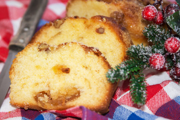 Christmas nut and apple sponge cake
