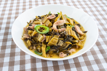 Chinese delicious home cooking sauerkraut fried lean meat