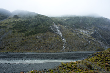 Misty morning at Franz Joseph Galcier trail.