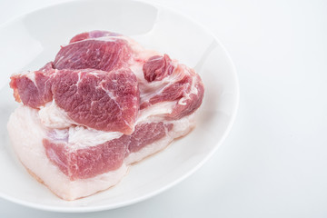 Piece of fresh pork on white background