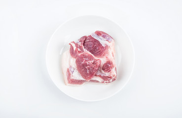 Piece of fresh pork on white background