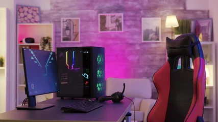 Fotobehang Gaming Room with powerful pc for online gaming  © DC Studio
