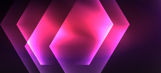 Shiny hexagon neon template. Futuristic digital technology concept. Vector abstract graphic design.