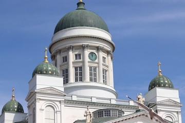Cathedral in Helsinki on an sunny day in Finland on holiday. Travelling with cruise ship in summer.