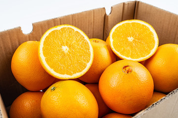 Fresh fruit Gannan navel orange pulp slice closeup