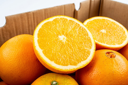Fresh fruit Gannan navel orange pulp slice closeup