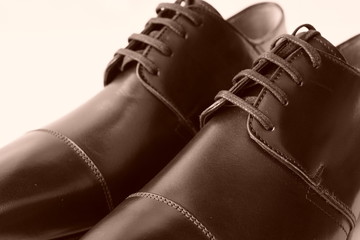 靴　皮靴　白　白背景　イタリア製　男物　セピア