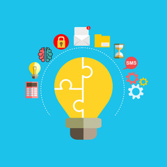 Collaboration concept. Completing business idea. Cooperation, teamwork. Successful solution puzzle. Symbol of partnership. Vector, flat design