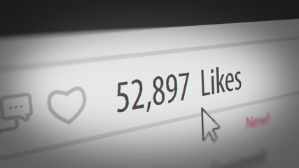 Number of Likes in Social Media Website on Screen Monitor © ninefotostudio