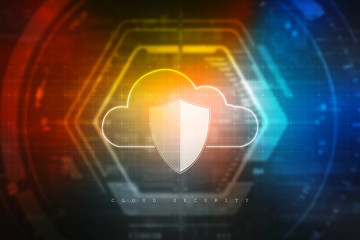 2d illustration Cloud with shield