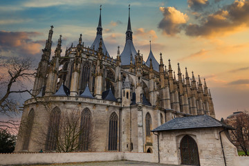 Kutna Hora with Saint Barbara's Church that is a UNESCO world heritage site, Czech Republic.
