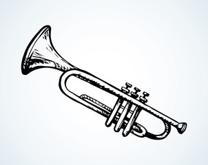 Fototapeta na wymiar Musical instrument. Trumpet. Vector drawing