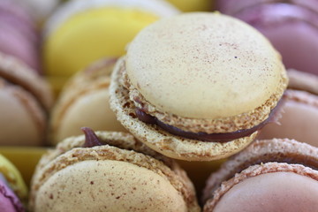 Sweet colourful macaron in box