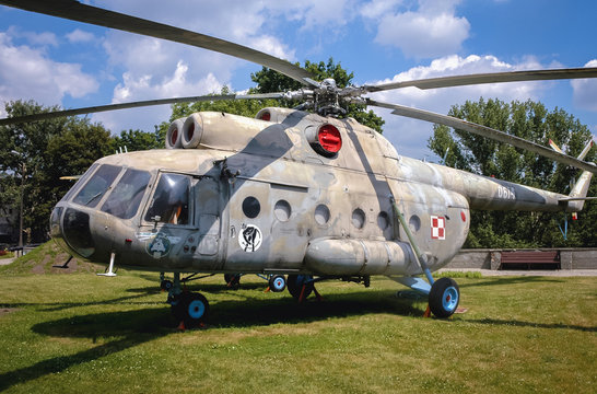 Warsaw, Poland - June 19, 2006: Mil Mi-8 medium twin-turbine helicopter at open air exhibition in front of Museum of the Polish Army in Warsaw, capital of Poland