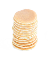 Stack of mini pancake isolated on white