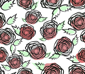 Seamless pattern,sketch flowers,floral pattern,chic vectors,print and pattern