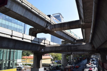 Under railway viaduct near Siam station, Bangkok, Thailand