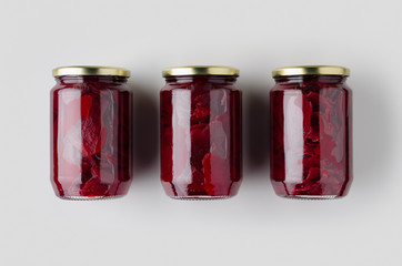 Pickled beets jar mockup. Top view.