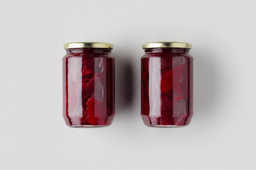 Pickled beets jar mockup. Top view.