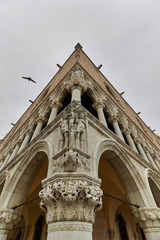 corner of the doge's palace in venice seen from the ground