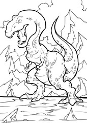 Coloring book for children with a dinosaur