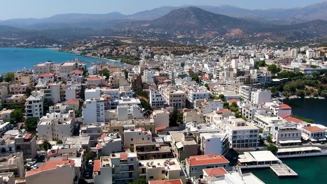 Bird's Eye View Of Agios Nikolaos City And Voulismeni Lake, General Panorama