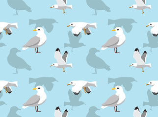 Seagull Flying Cartoon Seamless Background Wallpaper-01