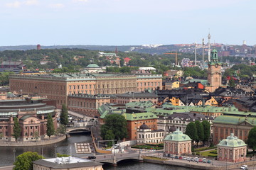 View from top if city hall in Stockholm in sweden on holiday. Travelling with cruise ship in summer.