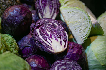 Purple cabbage on the city market