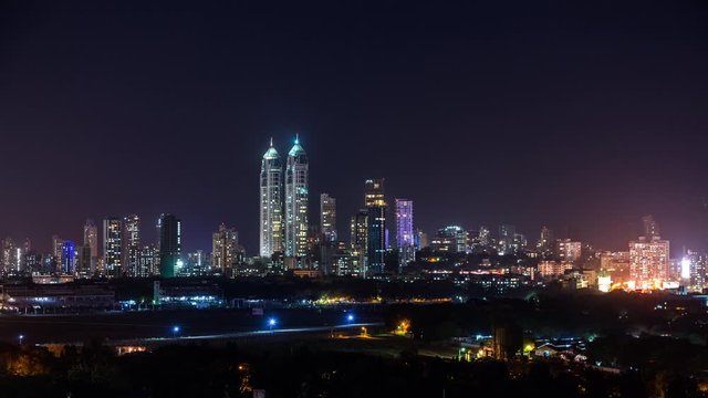 The Imperial Towers & Mahalakshmi Race Course Tracks In Tardeo, Mumbai, India Time Lapse At Night