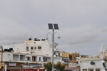 White city on the mountain on the Santorini island in Greece